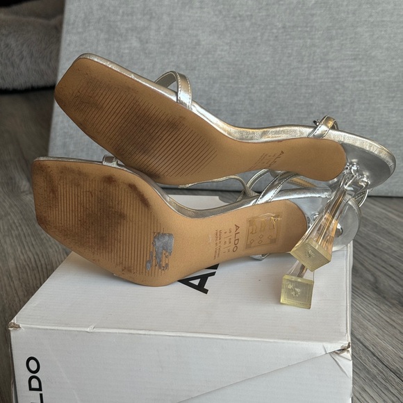 Aldo Silver Ankle Strap Heels - Picture 6 of 7